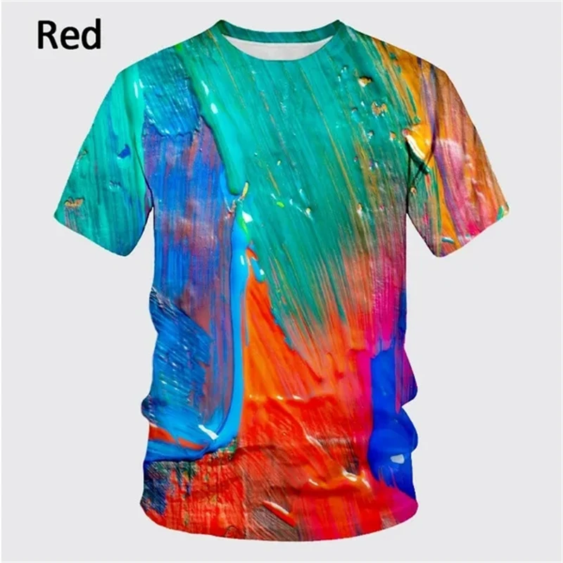 Graffiti Verf 3d Geprint T-Shirt Zomer Nieuwe Heren Mode Splash Inkt Nieuwe Top Cool T-Shirt Streetwear Baggy Tees Met Korte Mouwen