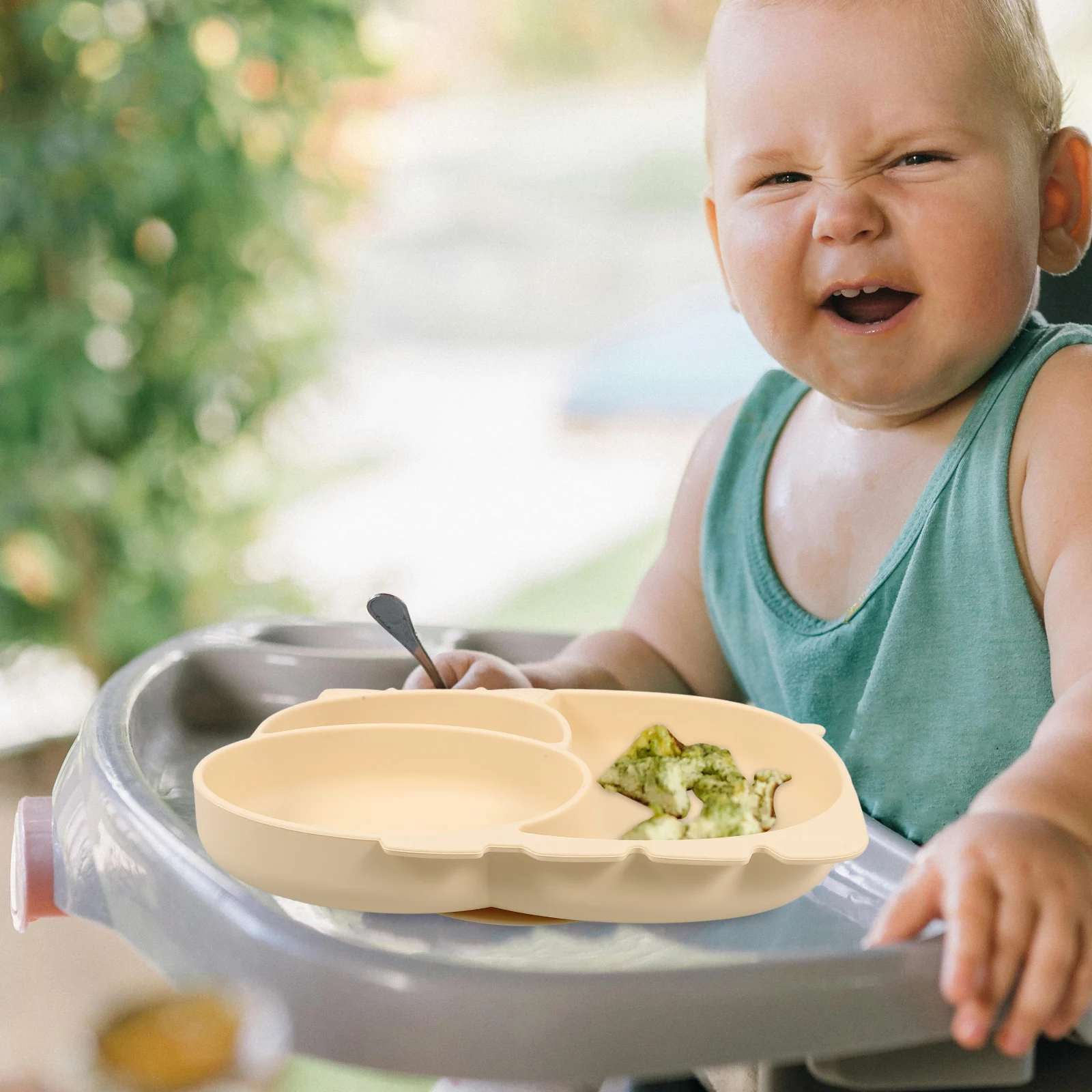 

Silicone Baby Suction Anti Drop Food Toddler Training Lightweight Portable Cartoon Design Kids Feeding Bowl With Dividers Baby