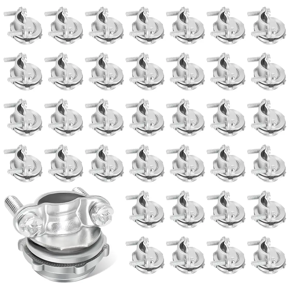 

36 упаковок кабельных соединителей 1/2 дюйма для Romex, зажимы для проводов из цинкового сплава для металлических труб, для защиты кабелей, кабелей NM, электрических кабелей