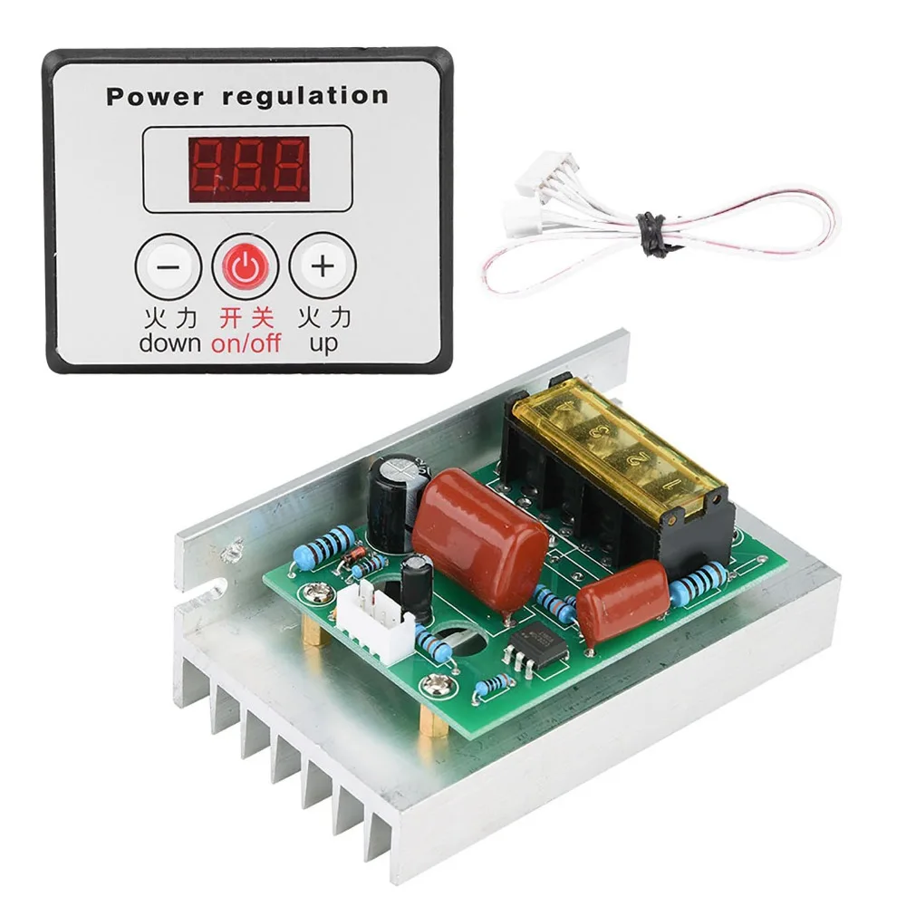 

6000W SCR Digital Voltage Regulator Controlled Rectifier Digital Dimmer Thermostat Module AC 220V Button Adjustment