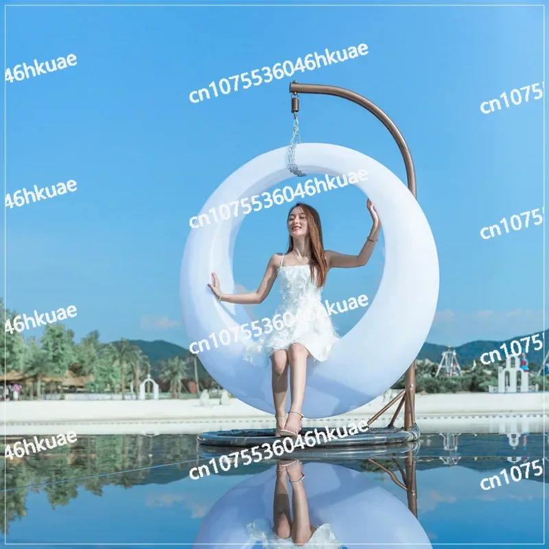 كرسي هزاز، كرسي معلق خارجي على شكل قمر هزاز مضيء لتزيين الزفاف، #1