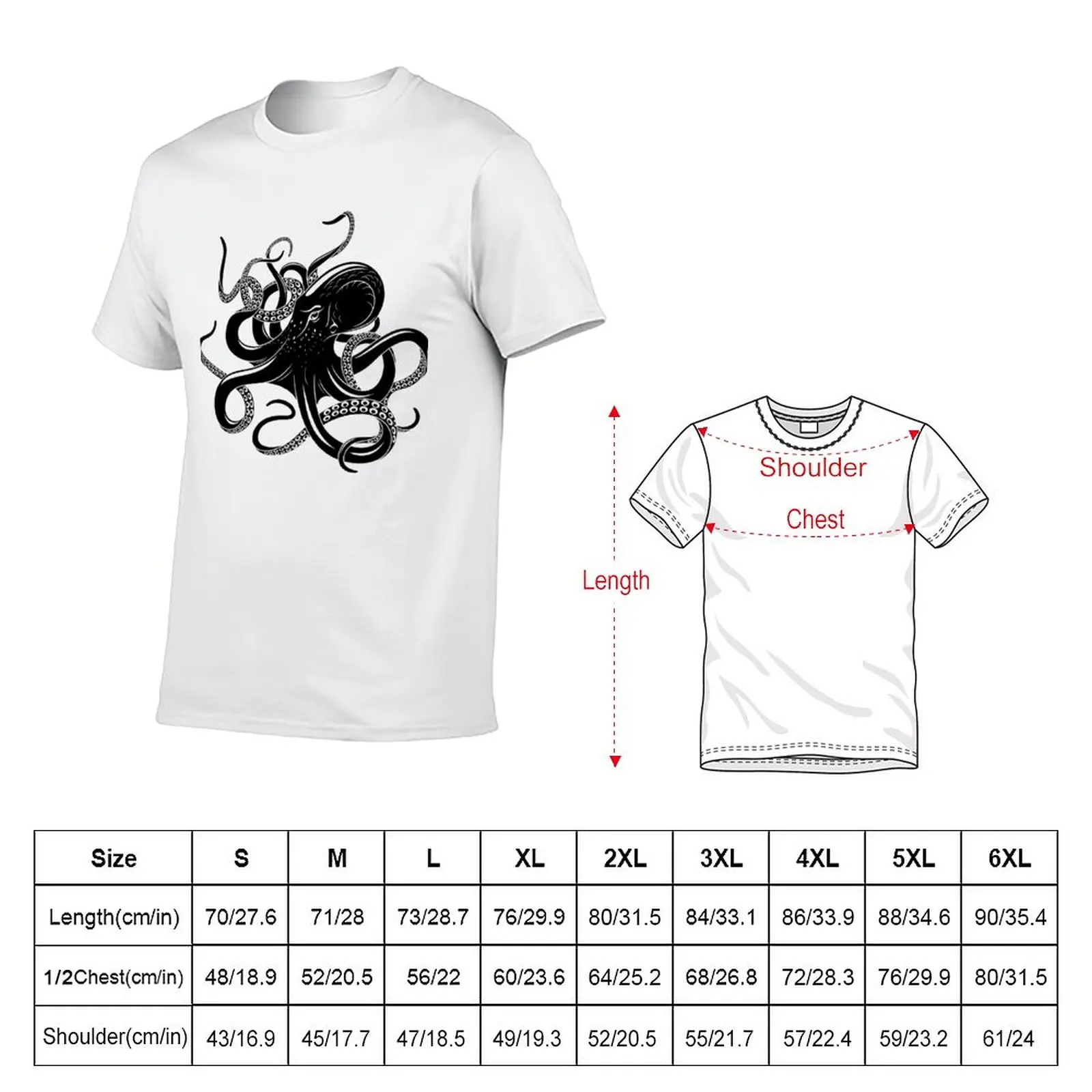 New black inked octopus T-Shirt oversized t shirts heavyweight t shirts mens graphic t-shirts big and tall