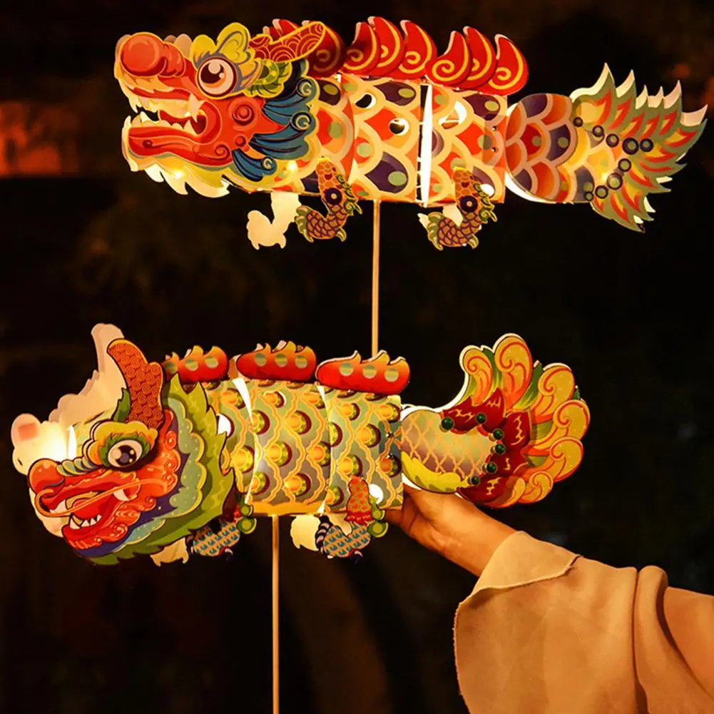 Carp Fish Dragon Lantern Spring Festival New Year 3D Cardboard Handmade Goldfish Diy Material Kit Handhled Chinese Lanterns