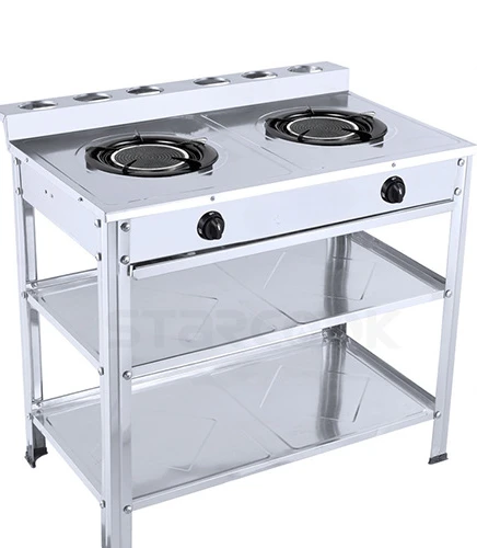 South East Asia Hot-selling vertical stove Double head stove with rack and seasoning rack Commercial gas stove