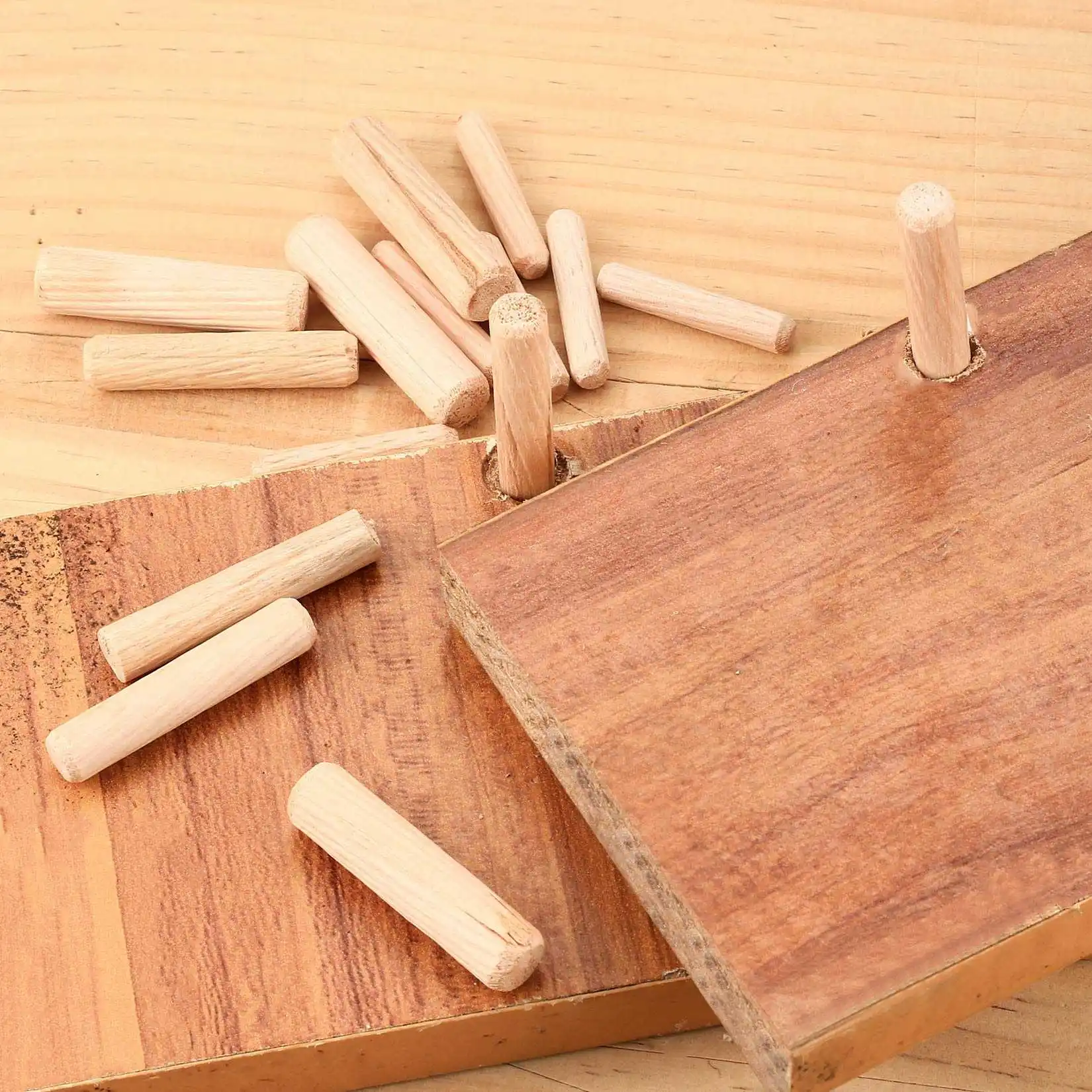 

A76K 400Pcs Wooden Dowels Assorted, 6Mm 8Mm 10Mm Wood Plugs Dowel Rods, Woodwork Pins Tapered For Grooved Fluted, Carpentry