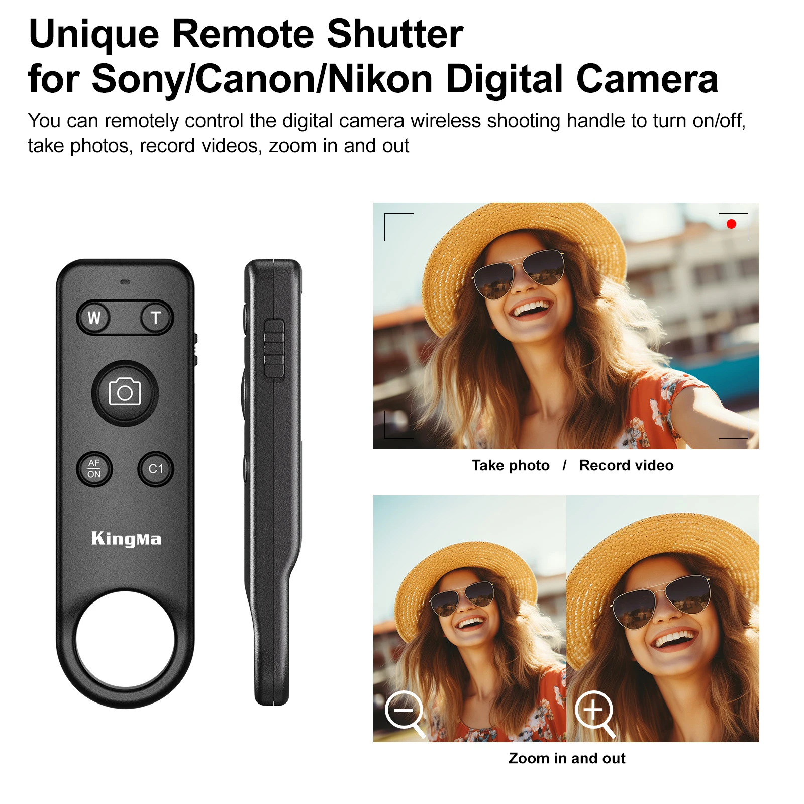 حامل ثلاثي القوائم بمقبض كاميرا بلوتوث KingMa + جهاز تحكم عن بعد قابل للفصل - مثبت Selfie/Vlog لهاتف Sony ZV-E10 Canon R5 Nikon Z30 Fujifilm XT5