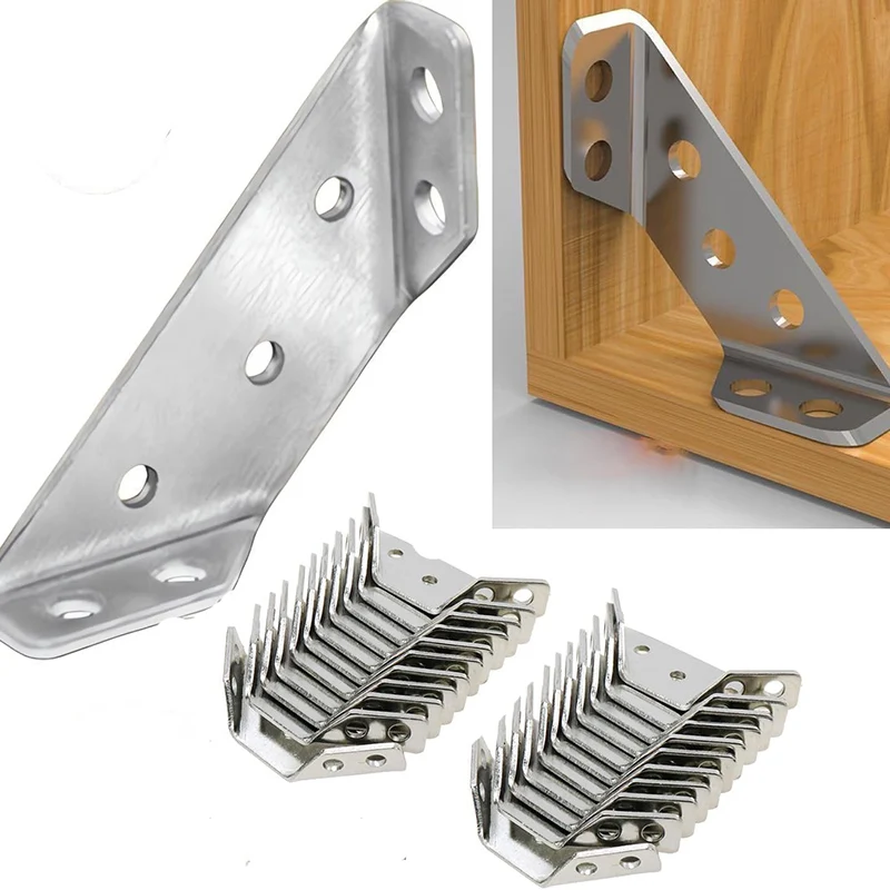 10/20/40/50pcs Thickened Stainless Steel Angle Code 90 Degrees Right Angle Fixed Bracket Furniture Connectors