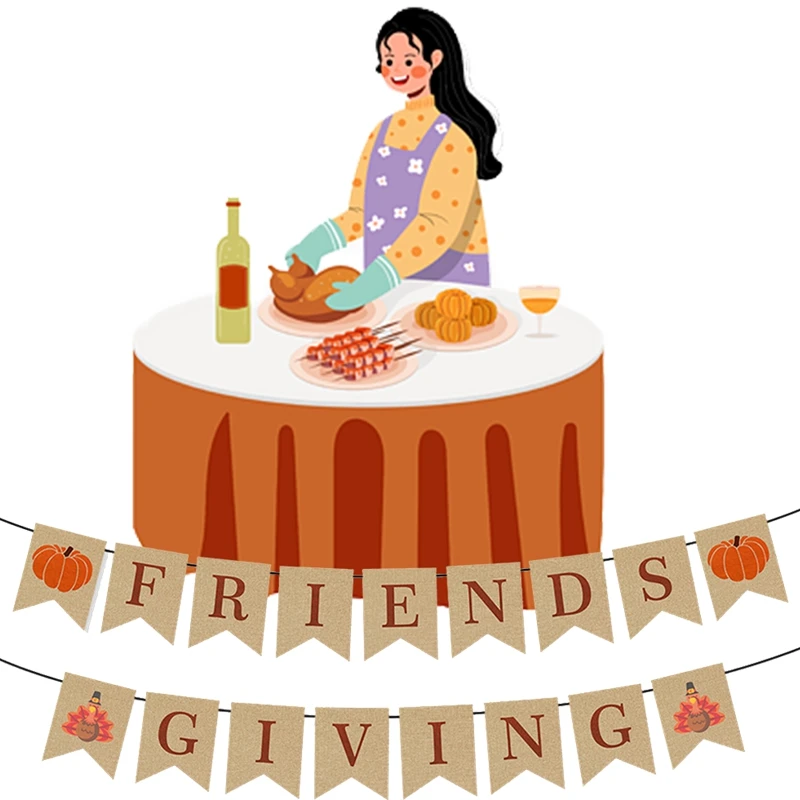 1 Piece Paper Fall Flag String Thanksgiving Maple Leaf Pumpkin Banner For Thanksgiving Party Decoration