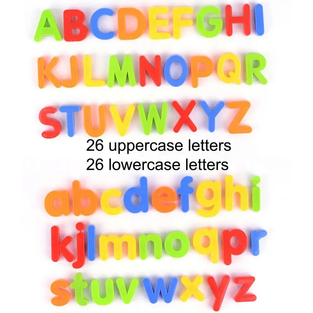 พลาสติกแม่เหล็กตัวอักษรตู้เย็นตัวอักษรตู้เย็นของเล่นที่มีสีสันสะกดนับการศึกษาการเรียนรู้เกมของเล่นก่อนวัยเรียนสําหรับเด็ก