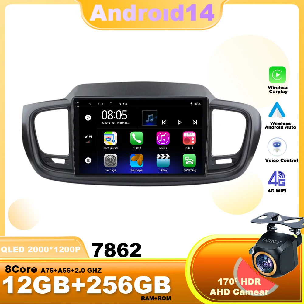 

Android14 For Kia Sorento 3 2014 - 2017 LHD Car Radio Navigation Multimedia Video Player WIFI 4G BT Head Unit Wireless Carplay