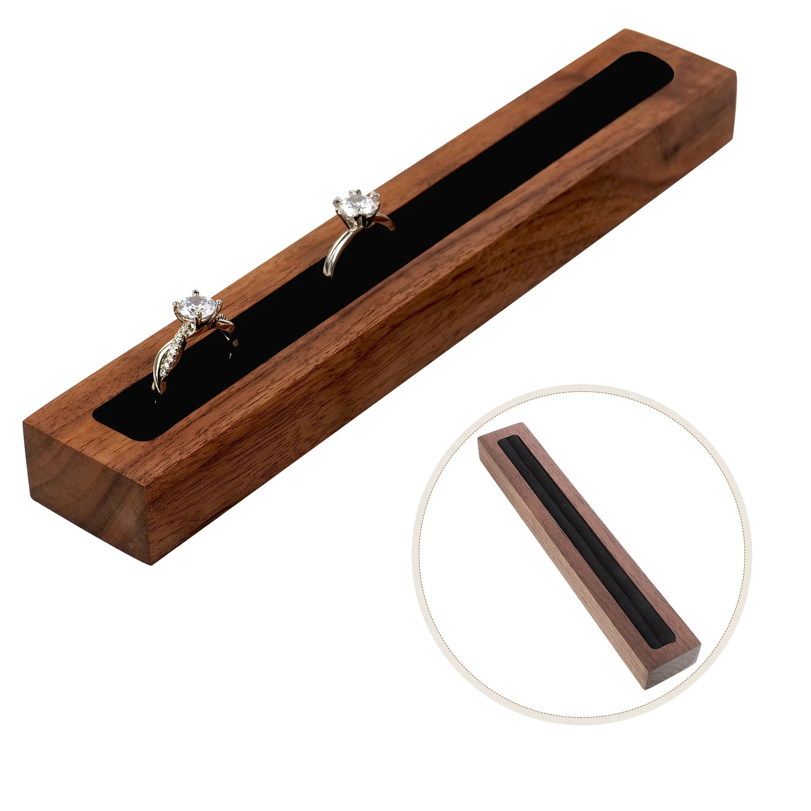 

Wood Ring Display Stand Black Walnut Jewelry Organizer Tray for Rings Earrings Bracelet Storage Jewelry Display