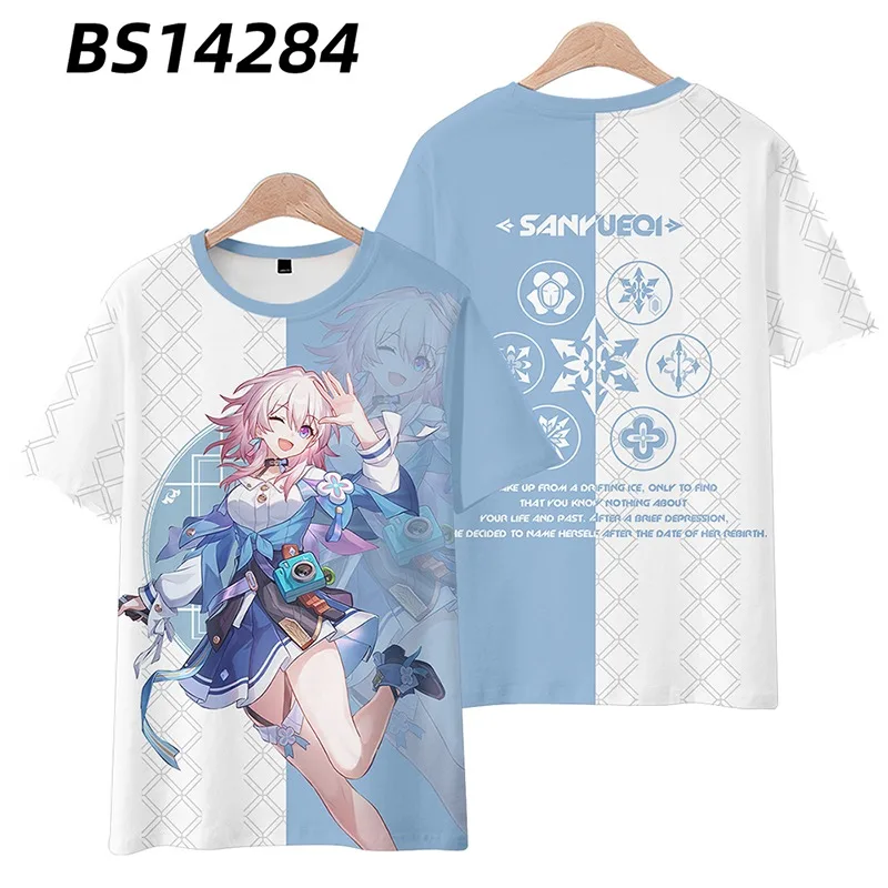 Anime Honkai: Star Rail Seele 3D Print T Shirt kobiety mężczyźni lato z okrągłym dekoltem z krótkim rękawem śmieszna koszulka koszulki z nadrukami Streetwear Cosplay