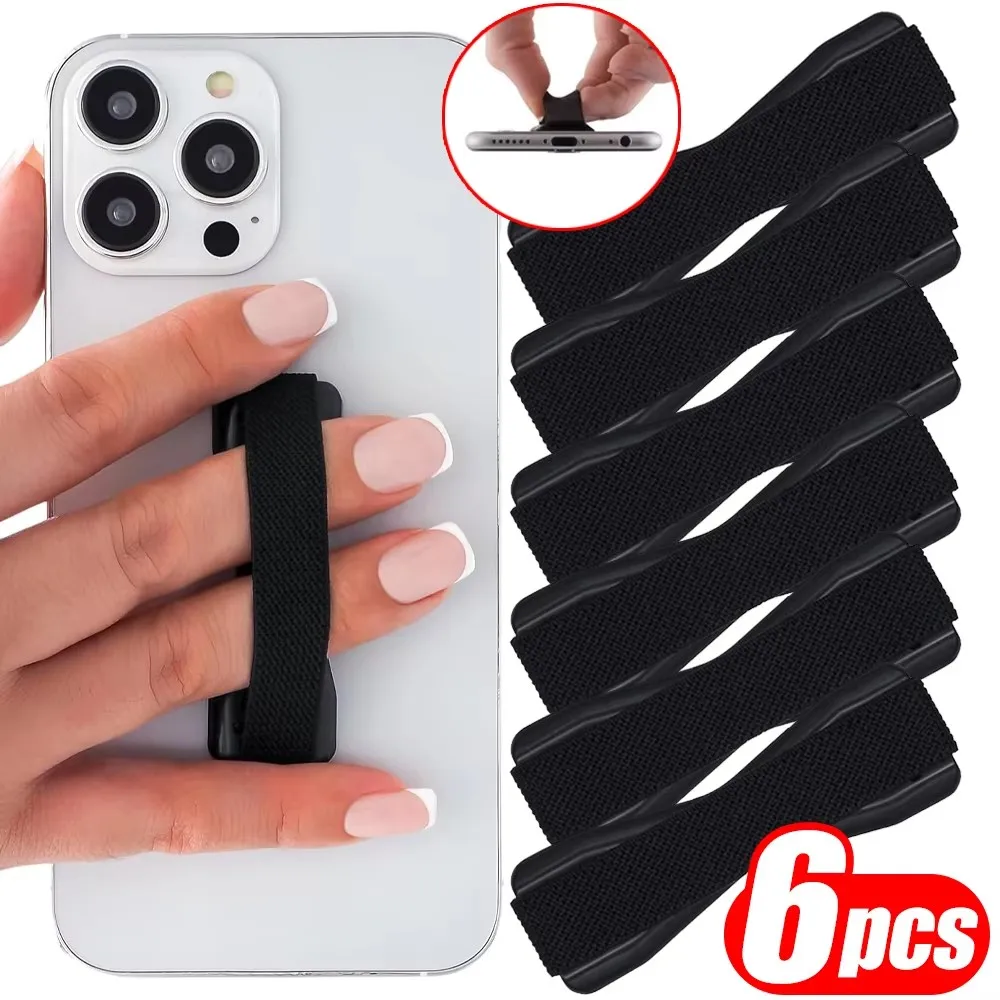 Portable Phone Grip Elastic Strap with Black Base for Smartphone Tablet Universal Holder Stands for IPhone Samsung Xiaomi IPad