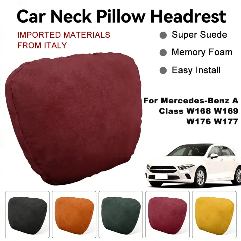 

Italy Suede Car Neck Rest Pillow For Benz A Class W168 W169 W176 W177 Seat Head Neck Support Cushion Auto Interior Accessories
