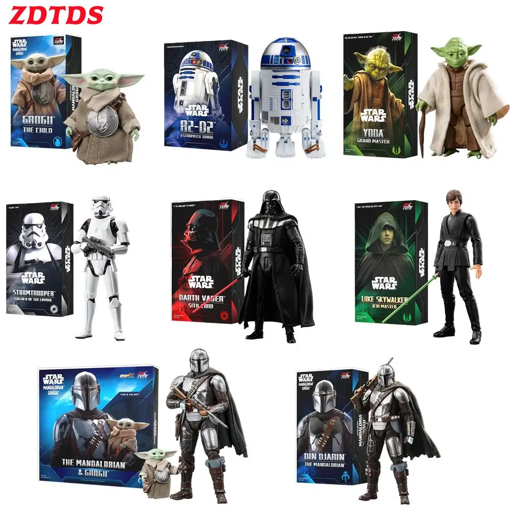 ZD Toys Star Wars Figura Articulada a Escala 1/10 Darth Vader Grogu Yoda R2-D2 El Mandaloriano Stormtrooper Modelo Coleccionable Juguete de Regalo