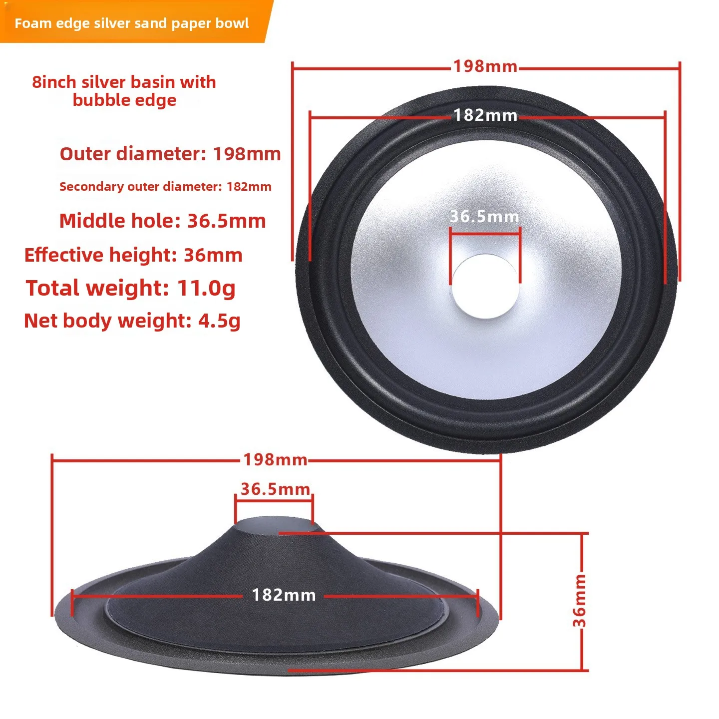 MW Audio 2PCS luidspreker papieren membraan 4"/5"/6.5"/8"/10", woofer reparatie membraan DIY onderdelen