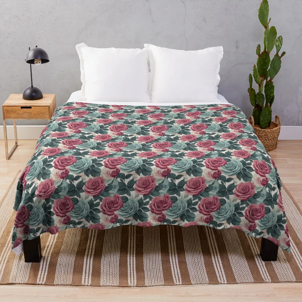 rose overlapping Throw Blanket Sofa Tourist Bed Fashionable Bed linens Blankets