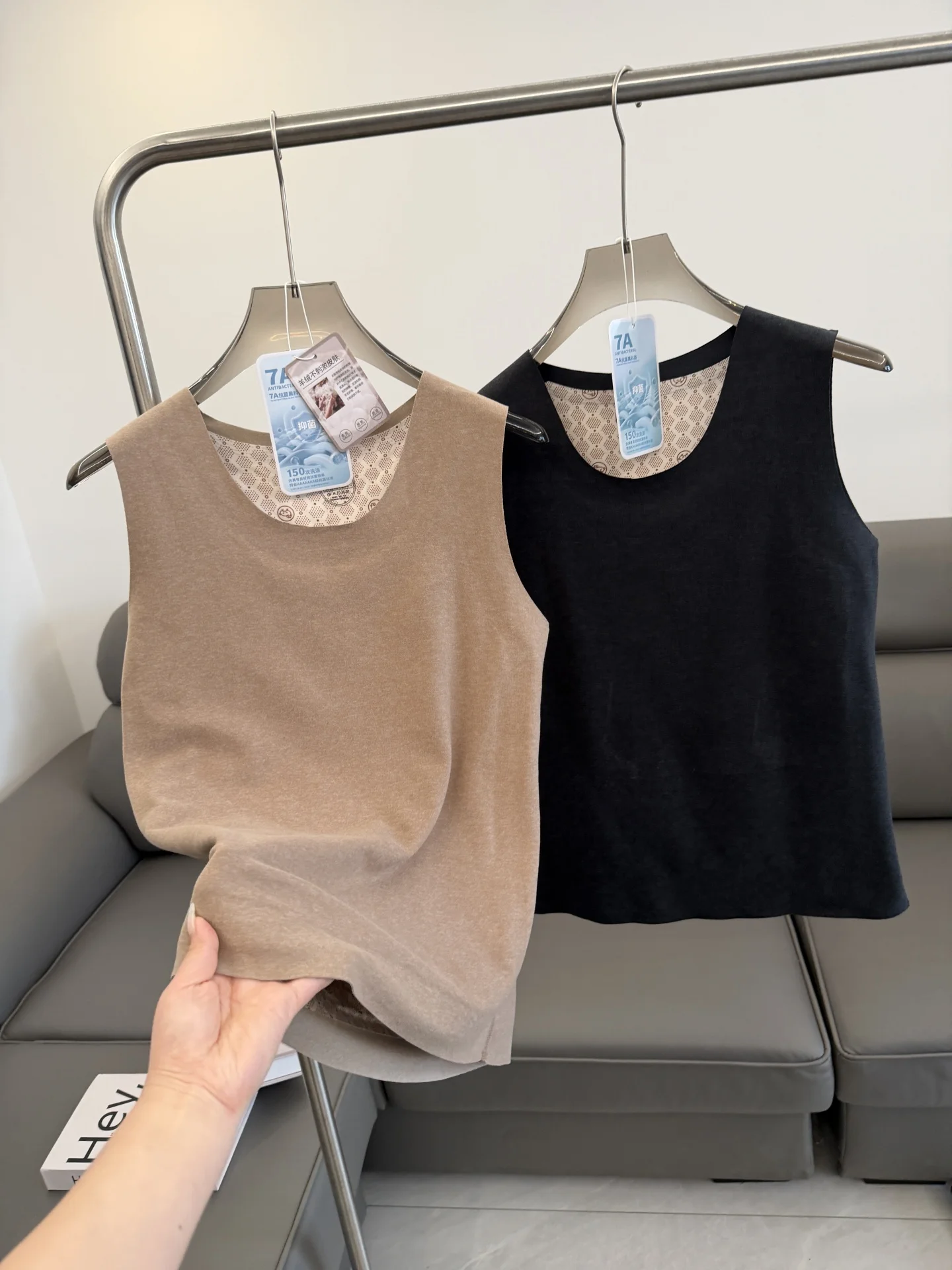 

00 Wool Filling Thiened Warm round Ne Sl Comfortable Casual Base Layer Vest for Men Autumn Winter Faion Ci Sle