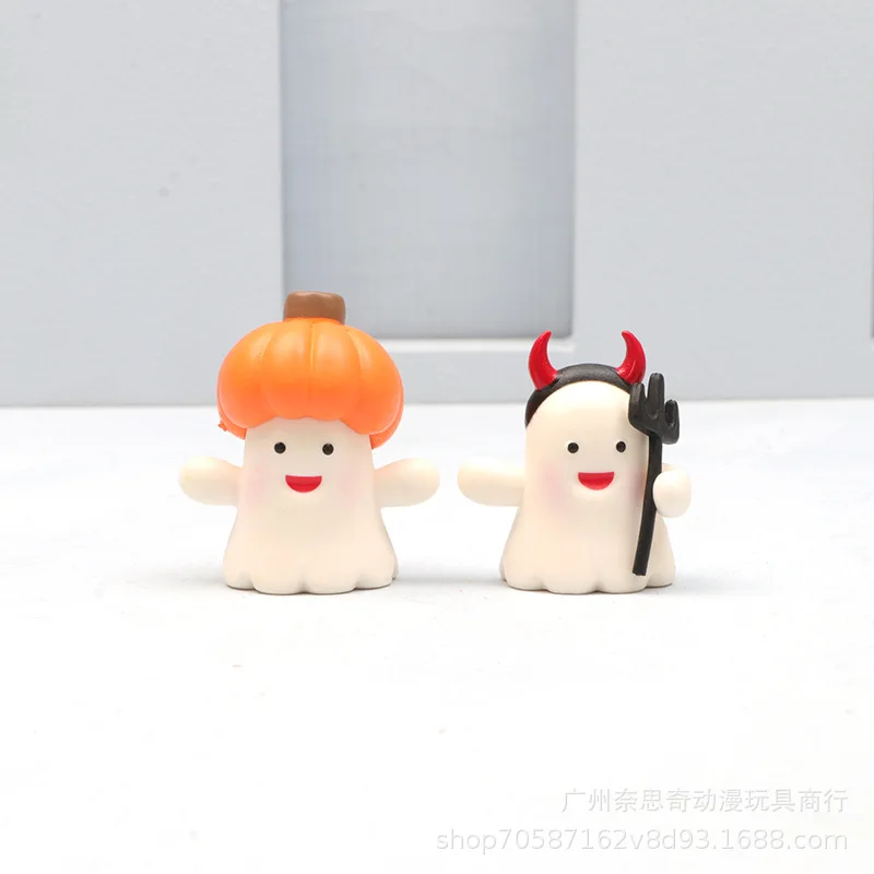 Leuke Witte Spook Halloween Thema Serie Spook Actiefiguren Micro-landschap Speelgoedmodellen Desktop Miniatuur Ornament Accessoires