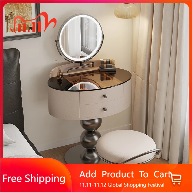 

Small Bedroom Vanity Table Corner Bedside Makeup Mirror Dressing Table Chair Luxury Mesa De Maquillaje Postmodern Furniture