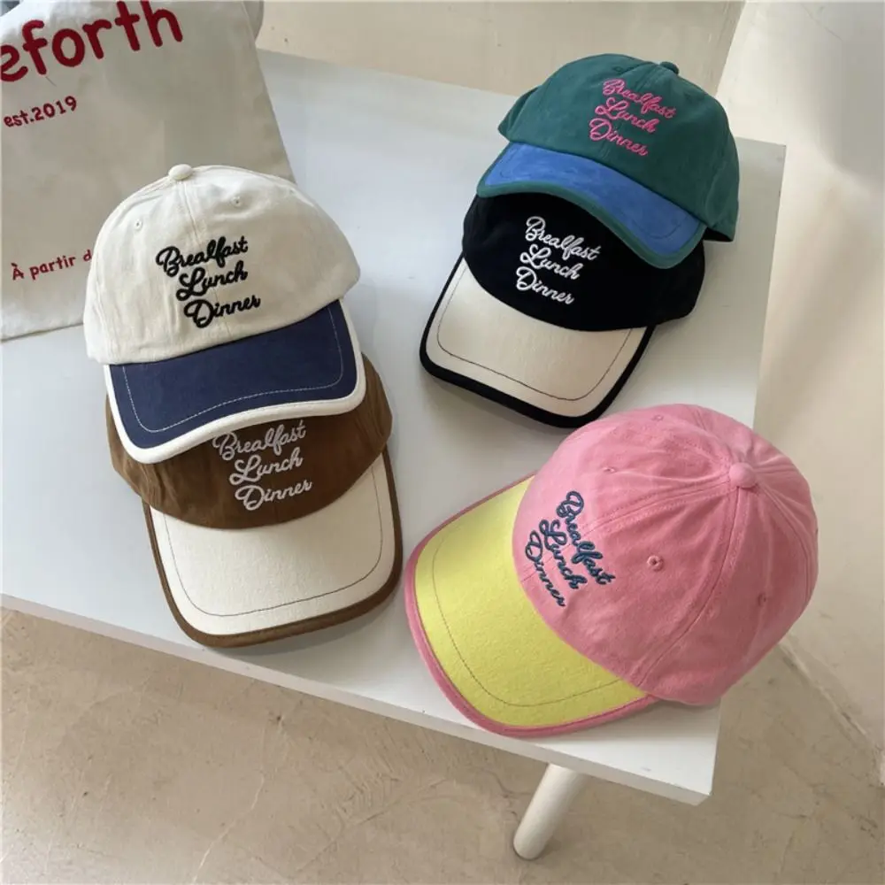 

Korea Letter Kids Baseball Caps Fashion Autumn Boys Girls Sunshade Match Color Duck Tongue Hats Baby Peaked Cap