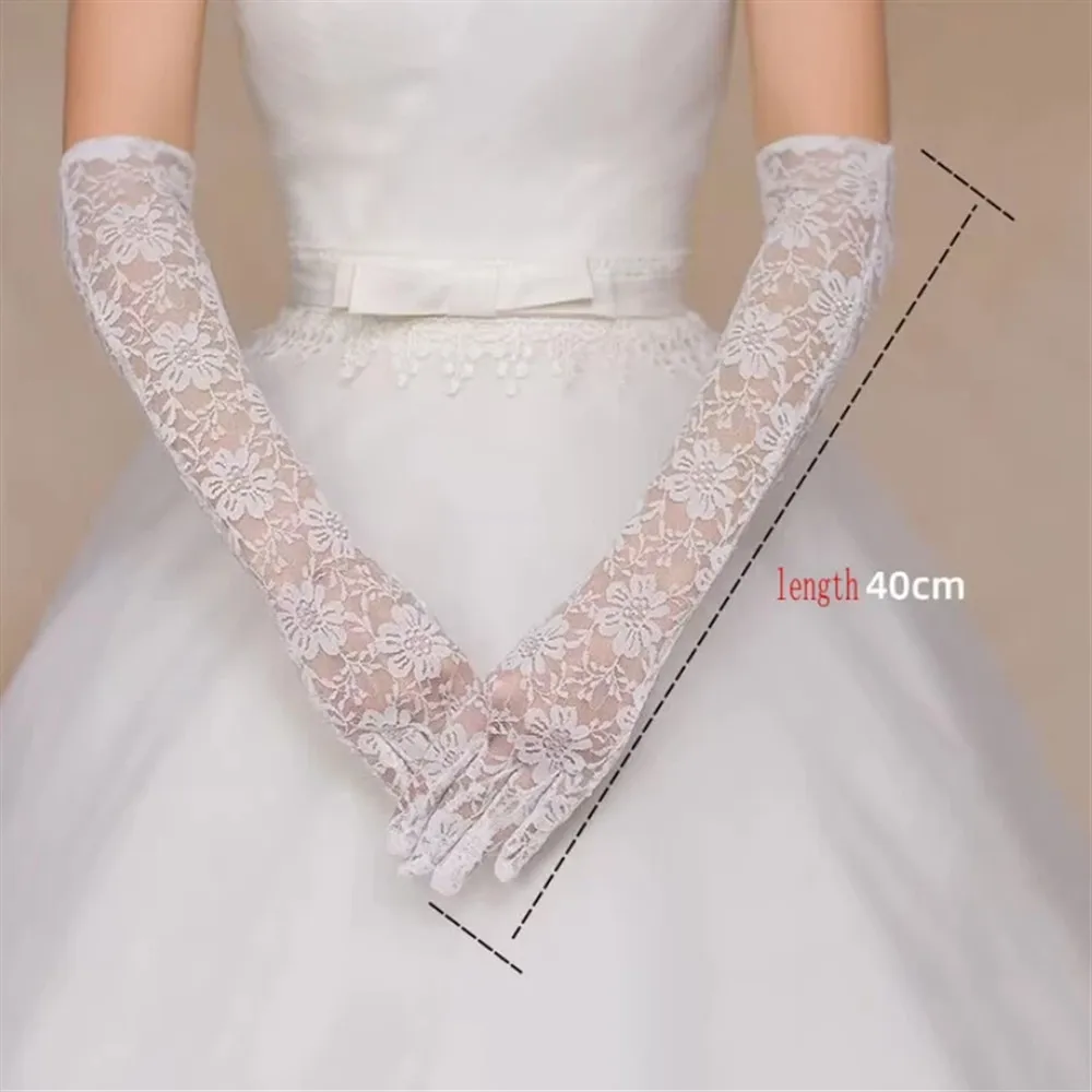 

Summer Elegant Women Long Driving Sunscreen Gloves Bridal Wedding Gloves Sexy Elasticity Lace Mesh Soft Lolita Cosplay Gloves