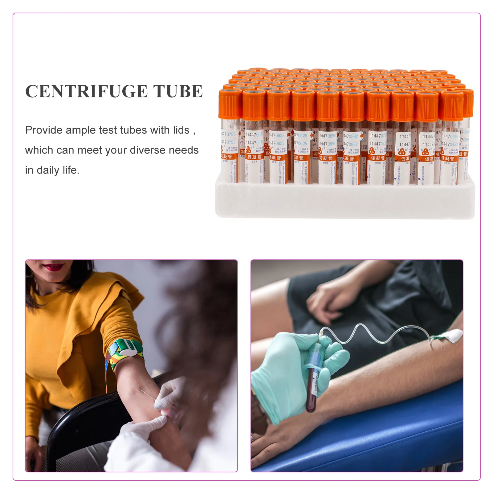 

100pcs Coagulation-Promoting Tube 3Ml Vacuum Blood Collection Glass Test Tubes For Biochemical Testing Centrifuge Use Disposable