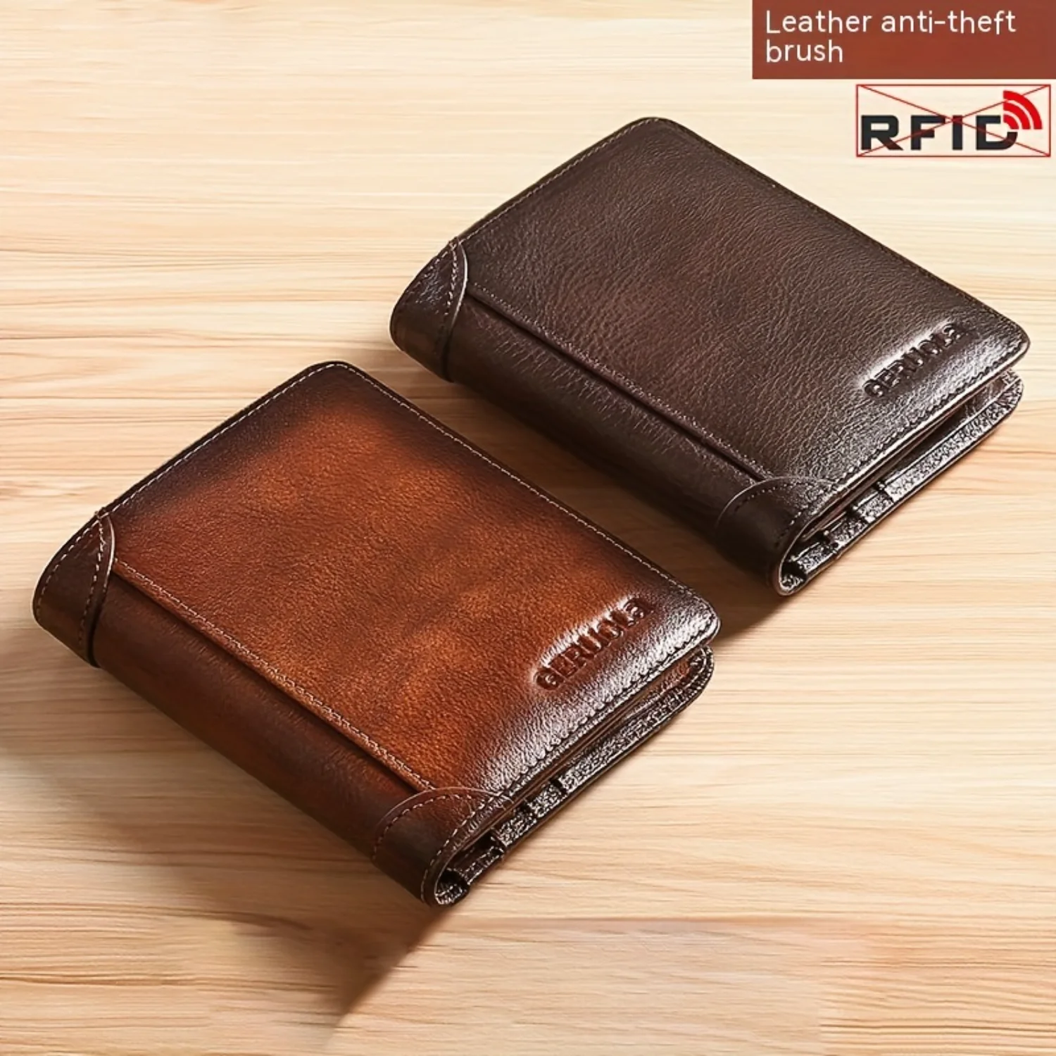 Exquisite Luxury Vintage Genuine Leather Men's Wallet in Dark Brown with RFID Blocking - Compact, Stylish, and Multi-Card Holder