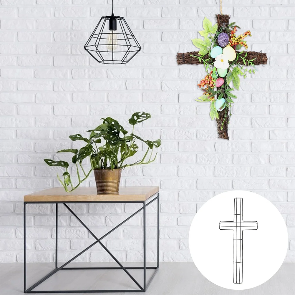 

2pcs Metal Wreath Frame Cross Shaped Iron Wreath Rack For Diy Floral Decor Easter Christmas Party Home Garden Decoration