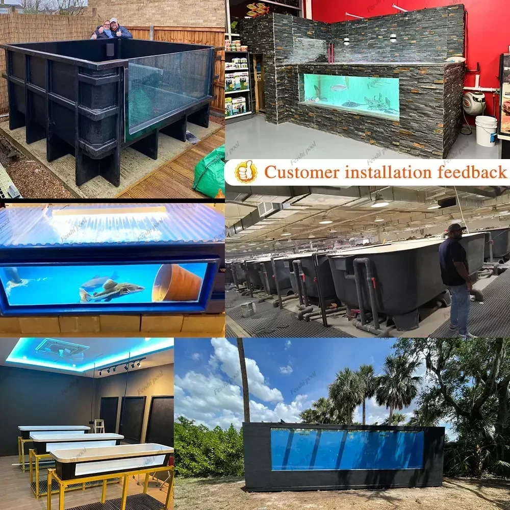 Wholesale custom outdoor large big size frp fiberglass breeding koi aquaculture fish farm pond fish tank aquarium