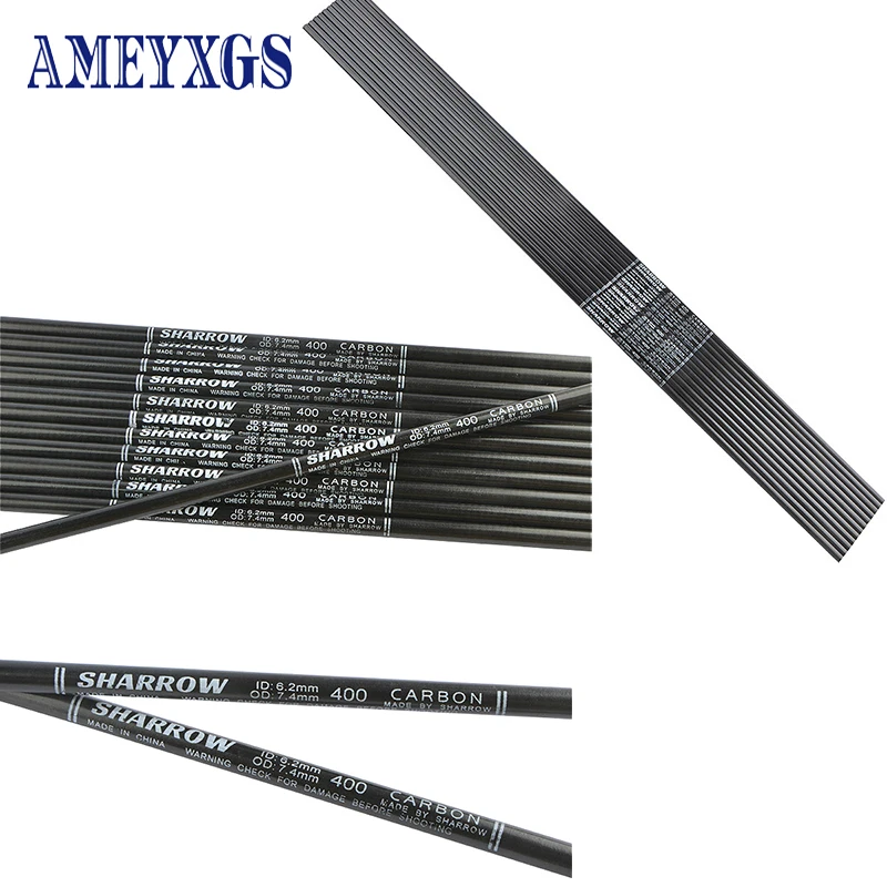 

30 Inch Archery 12/24pcs Pure Carbon Arrow Shafts ID 6.2mm OD 7.4mm Spine 400 DIY for Outdoor Recurve Bows Hunting Shooting