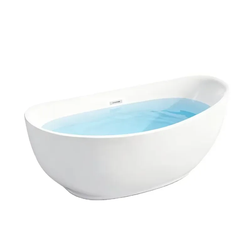 1.7M Acrylic Freestanding Eco Friendly Bathtub Modern European Design with Handheld Shower for Hotel Apartment Interior