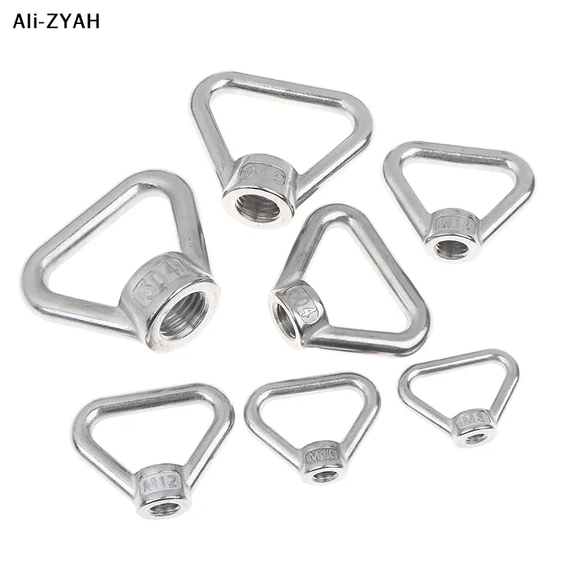 【A1】M8 M10 M12 M14 M16 M20 M24 304 Stainless Steel Triangle Lifting Eye Nut Trapezoid Thread Rings Fit For Handle Bolts