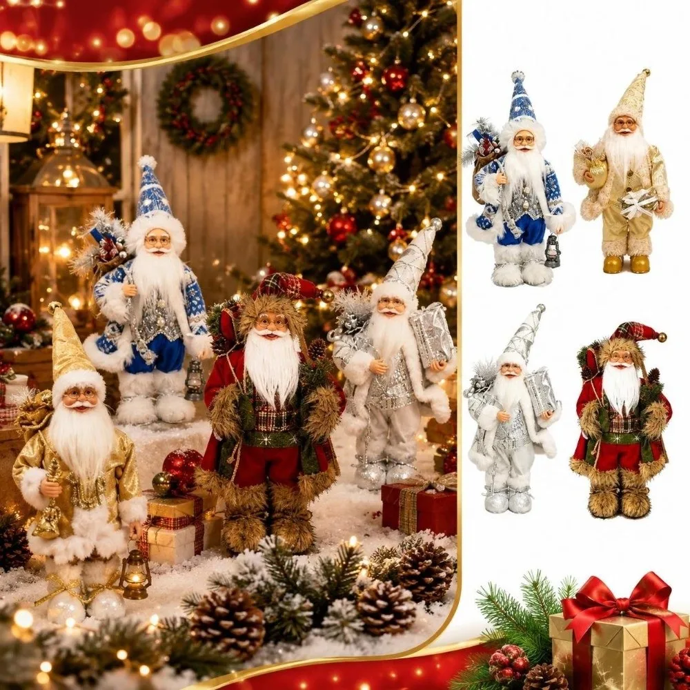 Durable 12 Inch Santa Claus Doll Creative Cartoon Standing Santa Doll Funny Cute Large Santa Figurine Party Decor