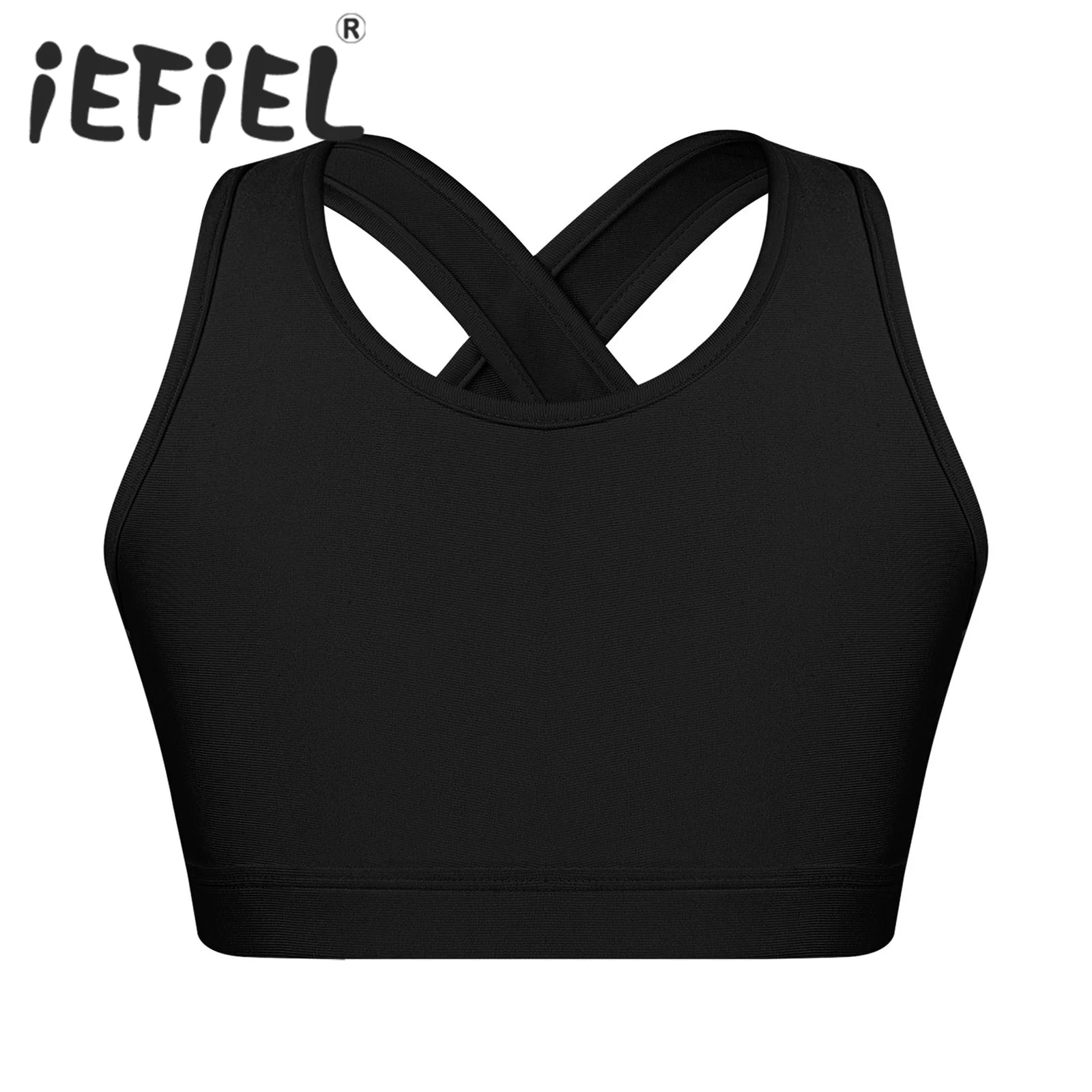 

Kids Girls Ballet Class Bra Tops Children U Neck Shoulder Straps Crop Top for Ballet Dance Workout Stage Performance Dancewear