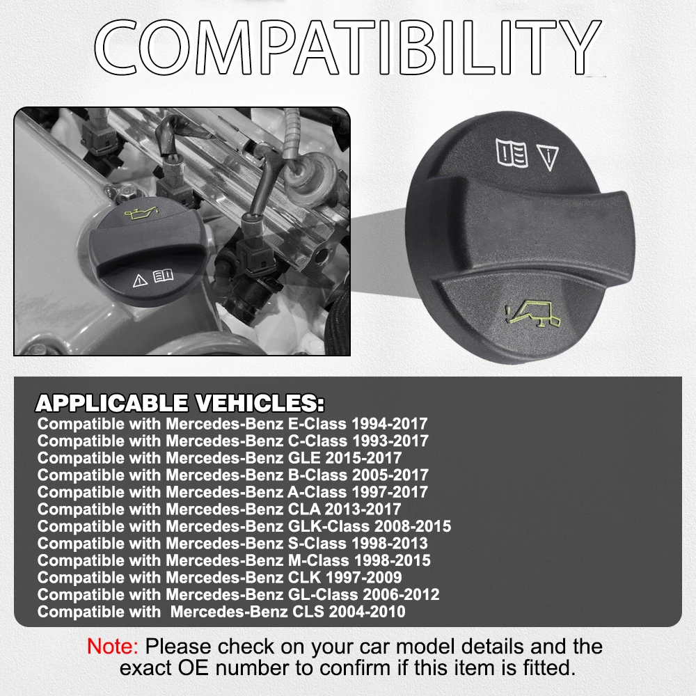 Engine Oil Filler Cover Cap 0000100301 for Mercedes-Benz A-Class E-Class C-Class CLK CLS GL-Class