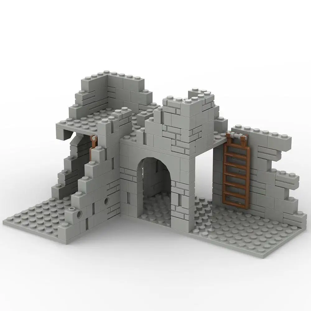 Blocs de Construction d'architecture militaire MOC WW2, ensemble de briques de Construction abandonnées pour champ de bataille pour garçons, passionné militaire