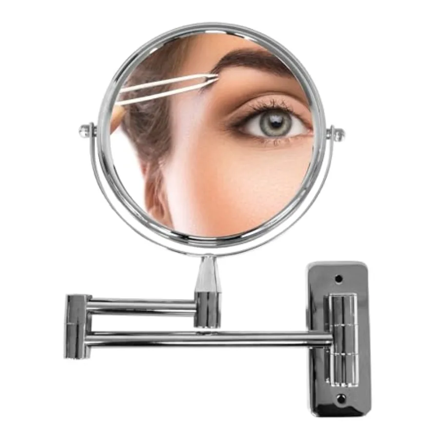 

Danielle Creations 8-Inch Double-Sided Wall Mounted Adjustable Height Makeup Mirror, 10x Magnification