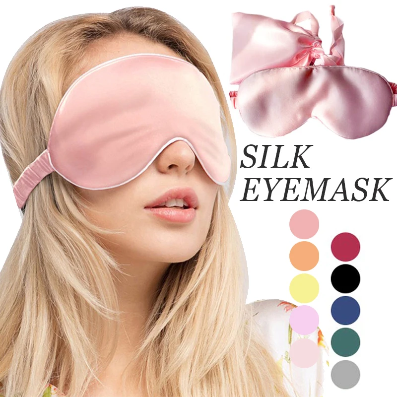 3D Natural Silk Sleep Mask Eye Masks Cover Portable Travel Eyepatch Double-Side Shading Eyeshade Health Sleeping Eye Care Tools