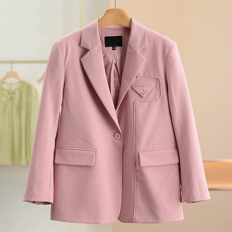 

Fashionable White Shiny Fibre Women's Suit Jacket Personality Endearing Spring 2026 New Arrival Long Sleeve Classic Collar