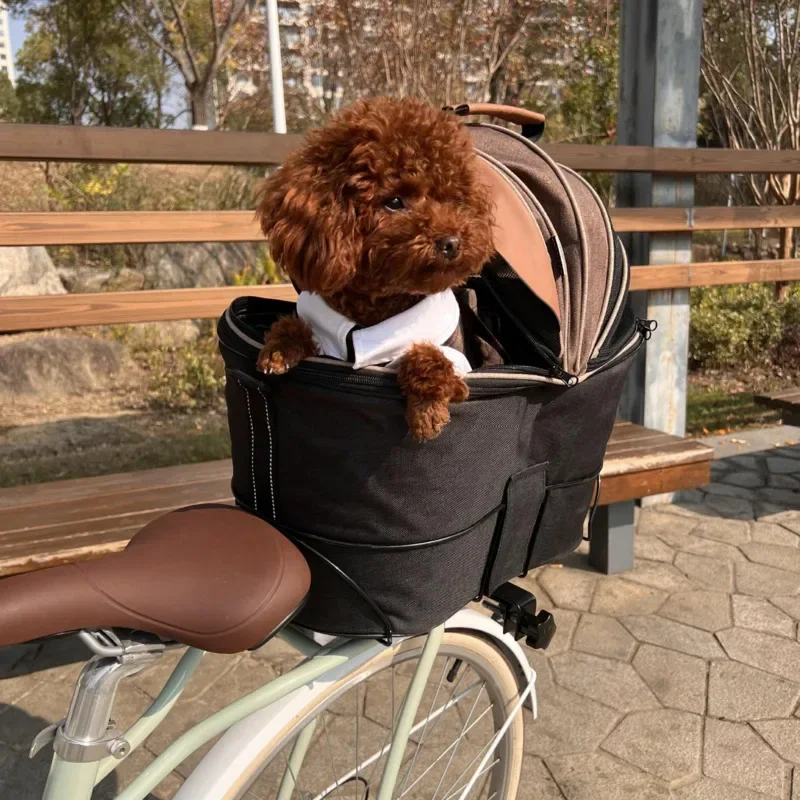 

Bicycle Rear Seat Dog Basket 2-in-1 Pet Transport Case Breathable Dog Basket Large Capacity Comfortable Carry for Outdoor