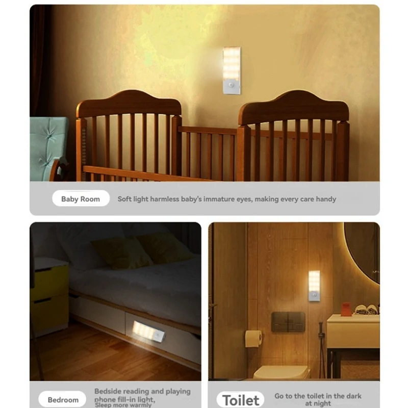 LED Induction Night Light Wireless Motion Sensor Night Lamp Human Body Induction Wall Light Bedroom Cabinet Decor Light