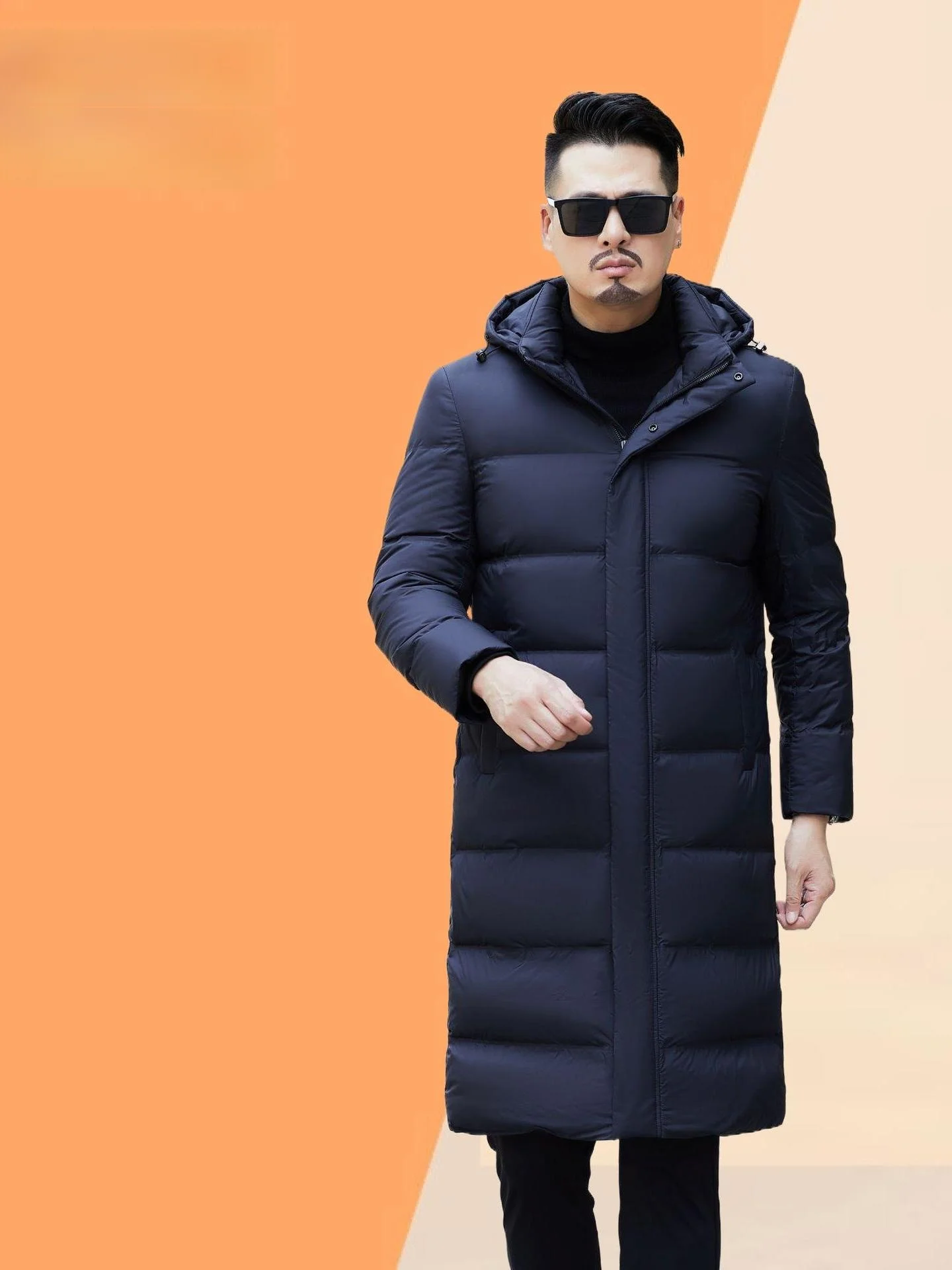 

Men's Long Thickened Winter down Jacket Middle-aged Men's Fashion Slimming Dad Winter Clothes with Hood City Casual Style