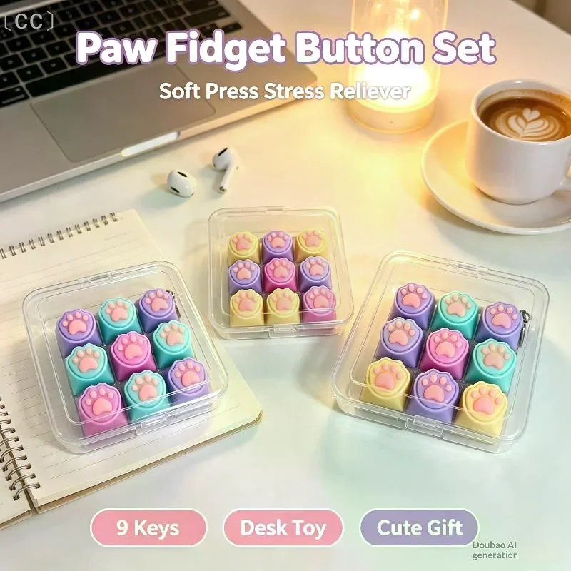 〔CC〕Keycap Keychain Stress Relief Sensory Toy Cute Cartoon Style Press Key Pendant Lovely Backpack Charm for Girls Daily Use〔88