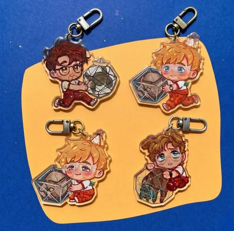 Llavero de Project Hail Mary, Lindos Dijes Acrílicos de Grace y Rocky en Estilo Chibi, Merchandising del Libro de Ciencia Ficción de Andy Weir, Divertido Colgante para Mochila, Regalo