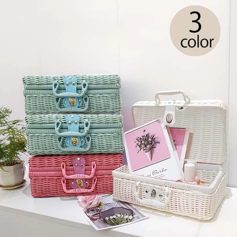 

Creative Rattan Woven Cosmetics Storage Box Lovely Travel Large Capacity Storage Box Home Practical Jewelry Box