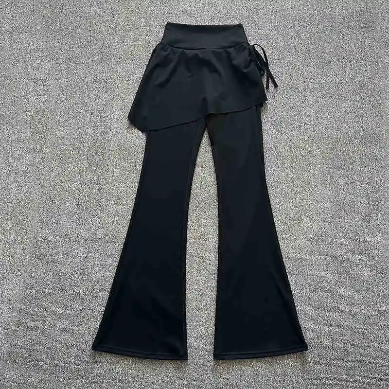

Newest Design Breathable Skin Friendly High Waist Flare Leg 2 in 1 Pants Gym Yoga Dance Wear Flared Pants for Women