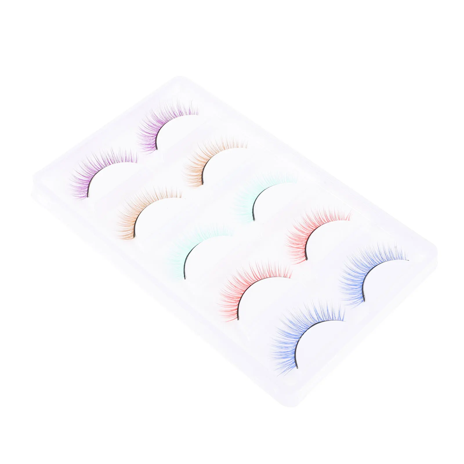 

5 Pcs Colorful False Eyelashes Lightweight Reusable Women Makeup Extensions Volume Curling Lash Female Faux