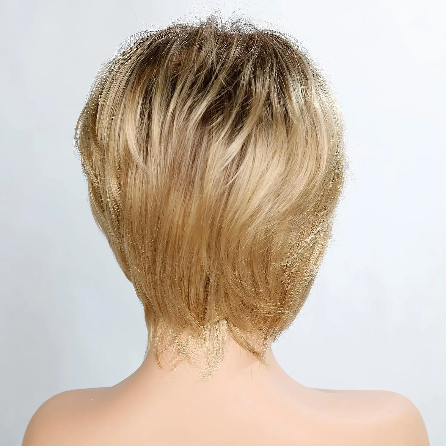 Peruka Blond Mieszane Brązowe Peruki Bob Moda Damskie Mieszane Kolorowe Blond Włosy Puszyste Krótkie Kręcone Włosy Z Ukośną Grzywką Naturalne