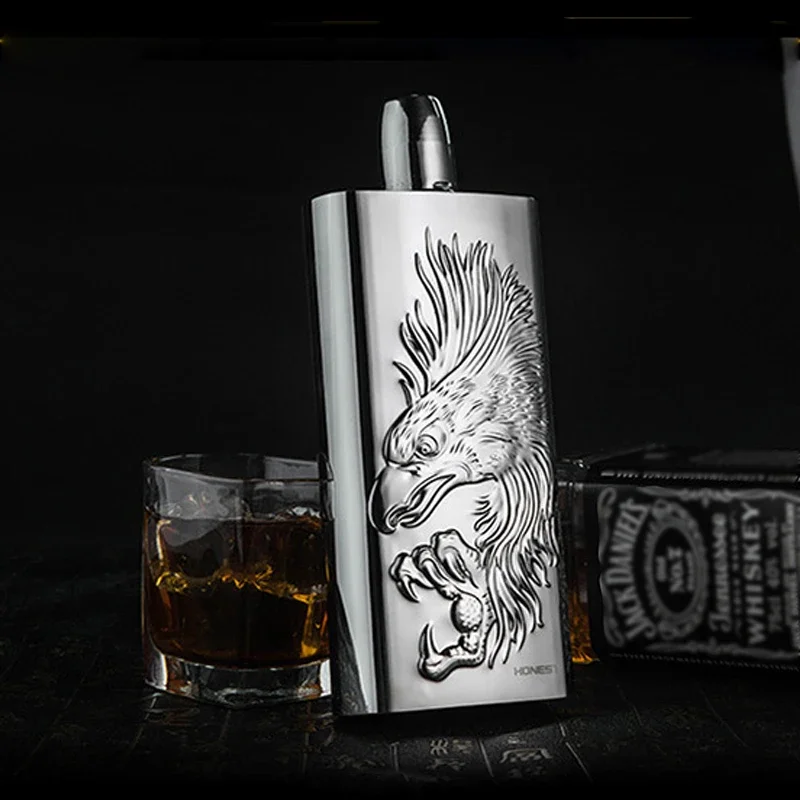 17Oz Eagle Pattern Outdoors Portable Pocket Hip Flask Whisky Flask Drink Alcohol Container Gift Box Vodka Drinking Bottle Tools